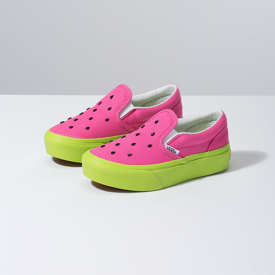 Vans Kiz Çocuk Spor Ayakkabı Watermelon Slip-On Platform Pembe/Açık Yeşil | 62644-263